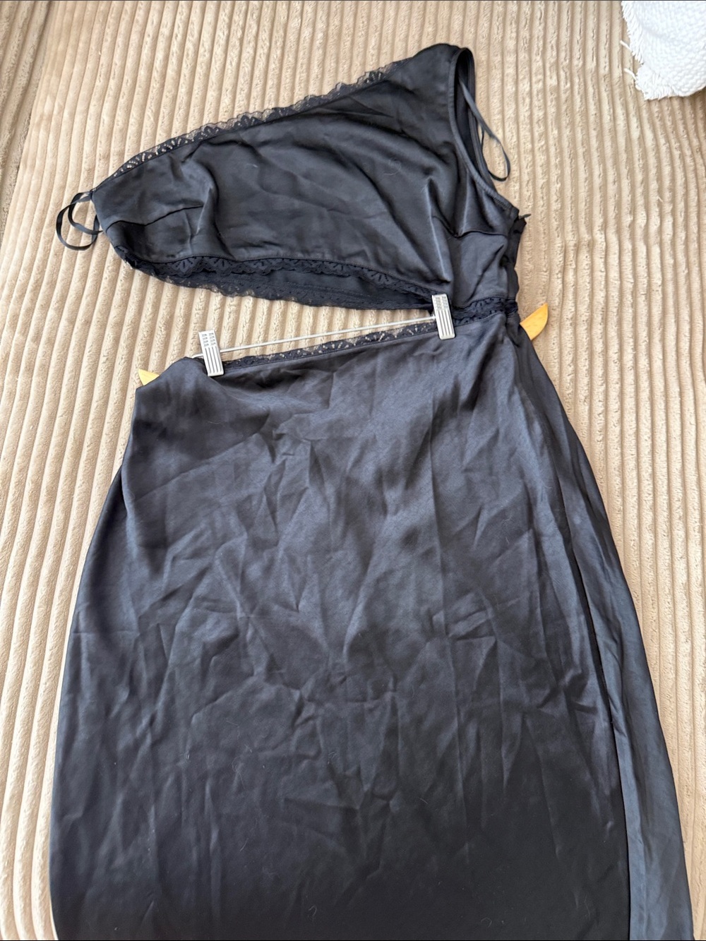 One-Shoulder Black Slip Dress